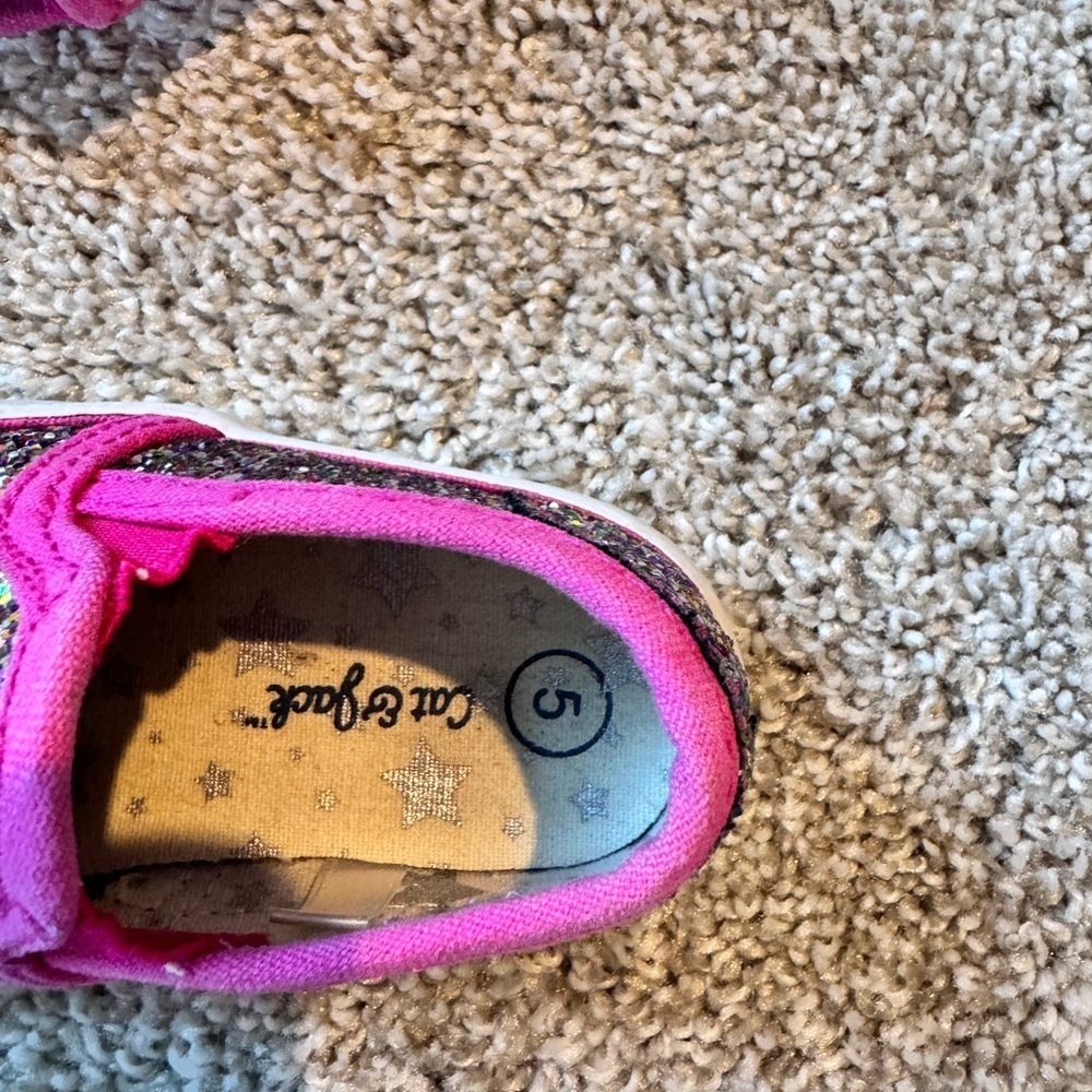 Cat & Jack toddler girl glitter slip on shoes loafers size 5 - Picture 7 of 8